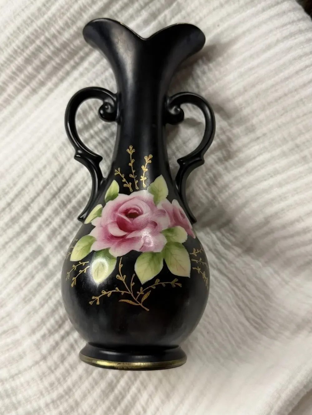 Vintage Hand Painted Pitcher Vase Original Arnart Creation Victorian Shabby Rose